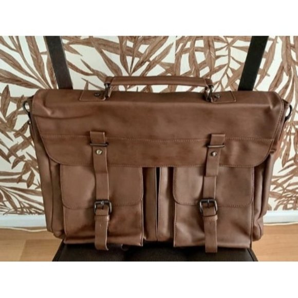 New Leather Messenger Bag for Men,15.6 Inch Vintage Laptop Bag Briefcase - Picture 1 of 1